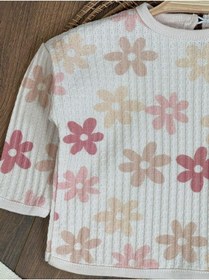 Resim Bebicix Papatya Desenli Paçası Lastikli Günlük Relaxed 2'li Takım Krem 