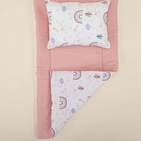 Resim Alt Açma Matı ve Yastık - Çift Taraflı - Pudra Muslin - Pastel Gökkuşağı 