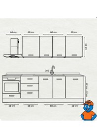 Resim 260 Cm Mutfak Dolabı Mdf Kapak Tezgah Dahil Yrkn260 98 Gri 