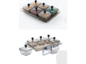 Resim Fırsat Sende Tepsili Lüx 6 Bölmeli 13 Parça Kahvaltılık Sosluk Sunumluk Seti Akrilik Kahvaltı Setı 