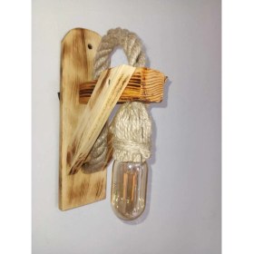 Resim Mediterian Şık Ahşap Duvar Lambası, Modern Tasarım, E27 Duy, Kahverengi Renk, Cafe ve Otel 