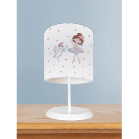 Resim Mekta Home Bebek ve Çocuk Odası Balerin Kız ve Kuğu Desenli Abajur 