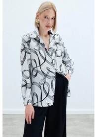 Resim Sateen Desenli Klasik Gömlek - Siyah-136241 Siyah 