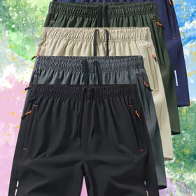 Resim Erkekler için yaz sporları şortları, serin bir hissedilme ile, kamp, yürüyüş ve bisiklet için uygun, dokuma polyester kumaşından yapılmıştır. 