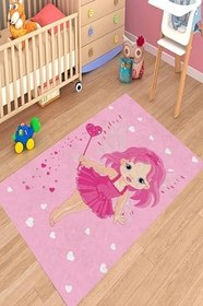 Resim Carmine Carpet(202) Dijital Baskılı Dekoratif Yıkanabilir Kaymaz Taban Çocuk Halısı pembe.jpg 80 x 200 