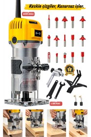 Resim PROXTECH Premium Seri Ahşap Freze Makinesi, 6 Kademe Devir Ayarlı, 6 mm Pens, 12 Uç Dahil Pro Set 