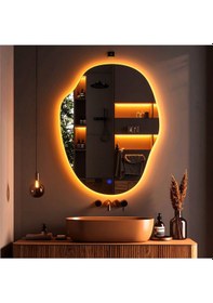 Resim Doravia Amber Led'li Lavabo & Banyo Aynası Dokunmatik Sensörlü 100 X 75 Cm Turuncu 