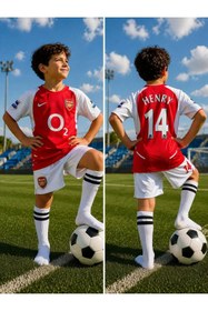 Resim Sonvadi A.R.S.E.N.A.L Retro İç Saha Henry 14 Numara Çocuk Forma Takımı 
