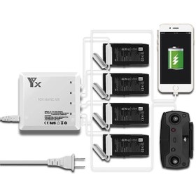 Resim DJI Mavic Air 6 in 1 Çoklu Hızlı Pil Şarj Cihazı 2 USB Çıkışlı 