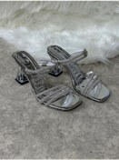 Resim Günlük Kadın Taşlı Terlik Hologram Kalın Topuklu Küt Burun 6100 001 