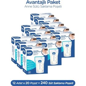 Resim 20'li Anne Sütü Saklama Poşeti 20x12 240 Adet 