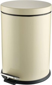 Resim Premium Serisi 12 Litre Hacimli Paslanmaz Banyo-Mutfak Pedallı Çöp Kovası Krem, 12l 