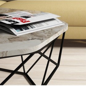 Resim Variant Diamond Metal Orta Sehpa - Beyaz Mermer 