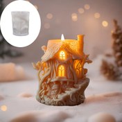 Resim Küçük ev ağaç evi dekorasyon mum kalıbı, 3D ağaç şekilli mum kalıbı, el yapımı sabun sanatı ev aromaterapi mumu dekorasyon kalıbı, DIY ev dekorasyonu takı silikon kalıp mum kalıbı damlalık kalıbı 