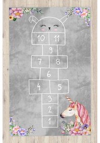 Resim Seksekli Bambu Çocuk Halısı Gri 