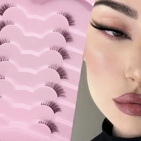 Resim 7 Çift Esnek Kedi Gözü Yarım Kirpik - Doğal Görünüm, Kıvırcık 3D Kabarık Sahte Kirpikler Şeffaf Bantlı, Hafif & Yeniden Kullanılabilir, Tüm Gün Glamürü, Kolay Uygulama, Hareket Karşıtı, Çeşitli Uzunluklar (6-12mm), Başlangıç 
