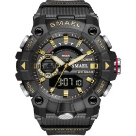 Resim Hanyang Altın Smael Üst Marka Lüks Saatler Erkekler Çift Ekran Izle Su Geçirmez Erkek Spor Kol Saati Adam Dijital Saat Erkek Kronometre 8040 (Yurt Dışından) 