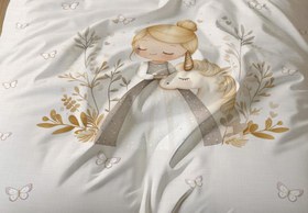 Resim Evmila Prenses Kız ve Unicorn Desenli Nevresim Takımı - 160x220cm Nevresim +50x70cm Yastık Kılıfı+100x200cm Çarşaf 