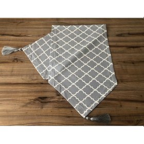 Resim Gri Üzeri Beyaz Moroccan Desenli Runner Çok Renkli 