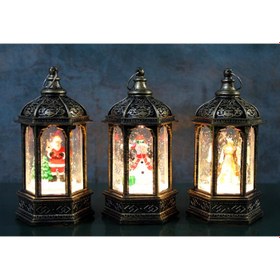 Resim Yılbaşı Temalı Işıklı Kar Küresi Siyah Tasarım 