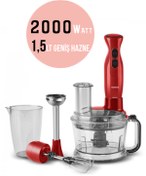 Resim Karaca PRO-2000W Turbo Doğrayıcı, Dilimleme Rondo, Blender - İkili çelik mikser, Buz Kırıcı Mutfak Robotu 