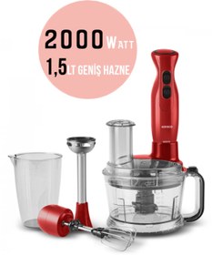 Resim Karaca PRO-2000W Turbo Doğrayıcı, Dilimleme Rondo, Blender - İkili çelik mikser, Buz Kırıcı Mutfak Robotu 