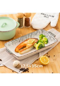 Resim Porsima 083 Dikdörtgen 3'lü Porselen Fırın Kabı Servis Tabağı Siy Siyah 