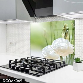 Resim Olinpa Cam Ocak Arkası Koruyucu | Beyaz Çiçek Desenli 