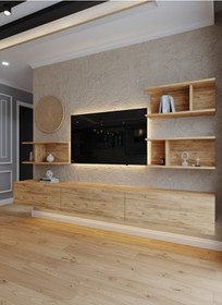 Resim Resital Ledli Duvara Monte Tv Sehpası - Çam - W6011-6 Çam 