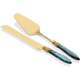 Resim RİVADOSSİ SANDRO Rivadossi Laura Oro Yeşil Pasta Servis Seti 