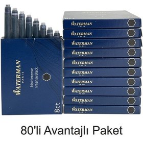 Resim Waterman Dolma Kalem Kartuşu Mürekkebi Siyah 80 Li Paket S0110850 