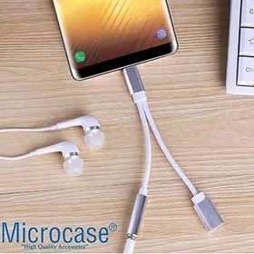 Resim Microcase Xiaomi Mi 8 Pro Type-C Usb C 2in1 Şarj + Kulaklık Adaptörü 