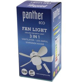 Resim 3in1 Vantilatör - Led Ampul - Sivrisinek Kovar Kumandalı 20 İnç 15w 3-kademe Hız 18x52cm Brkt-137252 5256 