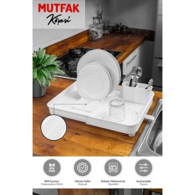 Resim Mediterian Açılır kapanır beyaz bulaşık sepeti ve düzenleyici, 32x32 cm 