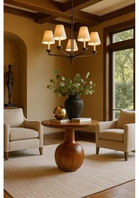 Resim El Yapımı Ahşap Orta Sehpa Meşe Renk Mantar Tasarım Kahverengi 