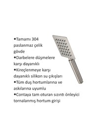 Resim Paslanmaz 304 Çelik Duş Başlığı-Darbeye Düşmeye Kırılmaya Dayanır Diğer 