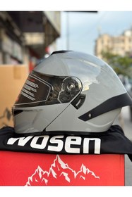 Resim WOSEN Güneş Gözlüklü Çene Açılır Nardo Gri Kask 