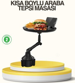 Resim Araç Bardaklık Tepsisi 360 Dönebilen Kol Ayarlı Geniş Yemek Alan 