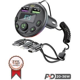 Resim Torima Transmitter Şarj Özellikli Dijital Göstergeli Bluetooth Fm 36W G14 PD Siyah 