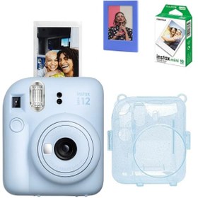 Resim Fujifilm Instax Mini 12 Fotoğraf Makinesi-10lu Film-simli Pleksi Kılıf Ve Fotoğraf Çerçevesi Seti 2 Mavi 