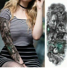 Resim Sones Büyük Kol Manşonu Su Geçirmez Geçici Dövme Etiketi Tqb-070 