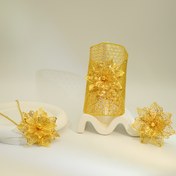 Resim 3 Parça En Son Orta Doğu Modası Lüks Yüksek Kalite 24K Altın Kaplama Yeni Kadın Çiçek Takı Seti, Kolye Küpe Yüzük Seti, Üçü Bir Arada Kullanım: Günlük Giyim için Kolye, Broş, Eşarp İğnesi Olarak Kullanılabilir, Ramazan Aksesuarları, Düğünler, Partiler, Her Gün ve Bayramlar İçin Uygun 