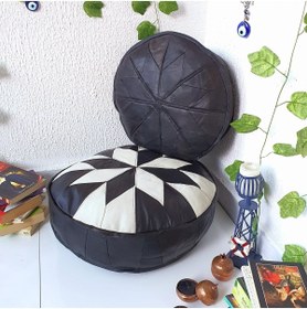 Resim Ottoman Pouffe El Yapımı Hakiki Deri Orijinal Ottoman Puf Bahçe Balkon Bungalov Yer Minderi 60ve40cm(DOLGUSUZ) 