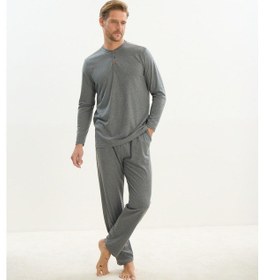 Resim Sevim Erkek Uzun Kol Gri Melanj Pijama Takım C1t3n5o9 001 