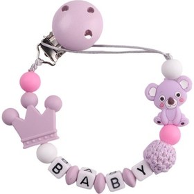 Resim Vkemall Bebekler İçin Emzik Zinciri - Mor Renkli Silikon Emzik Tutucu, Düşmeyi Önleyen Ve Diş Kaşıyıcı 