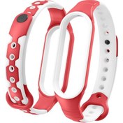 Resim Xiaomi Mi Band 6 İçin Çift Renkli Silikon Akıllı Saat Bandı Bileklik Bilek Kayışı Değiştirme - Beyaz/kırmızı 