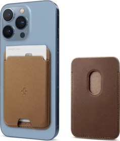 Resim Spigen Valentinus Magfit İphone Uyumlu 14, 13, 12 İçin Manyetik Cüzdan Kartlık 2 Kartlı Pu Brown 