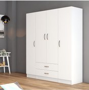 Resim tanmob 4 Kapılı Iki Çekmeceli Geniş Gardrop Beyaz- Grd0601 