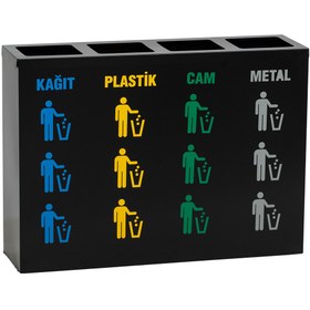 Resim abencelik 4 Lü Metal Sıfır Atık Kutusu Geri Dönüşüm Çöp Kovası Kutusu 