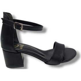 Resim Kılınç 985-25 Deri Anatomik Tek Bant Kalın Topuk Kadın Sandalet Siyah 